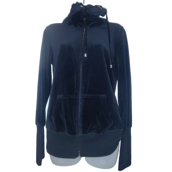 Calvin Klein Tops - Calvin Klein Women's Black Velour Full Zip Hoodie Size S BG13